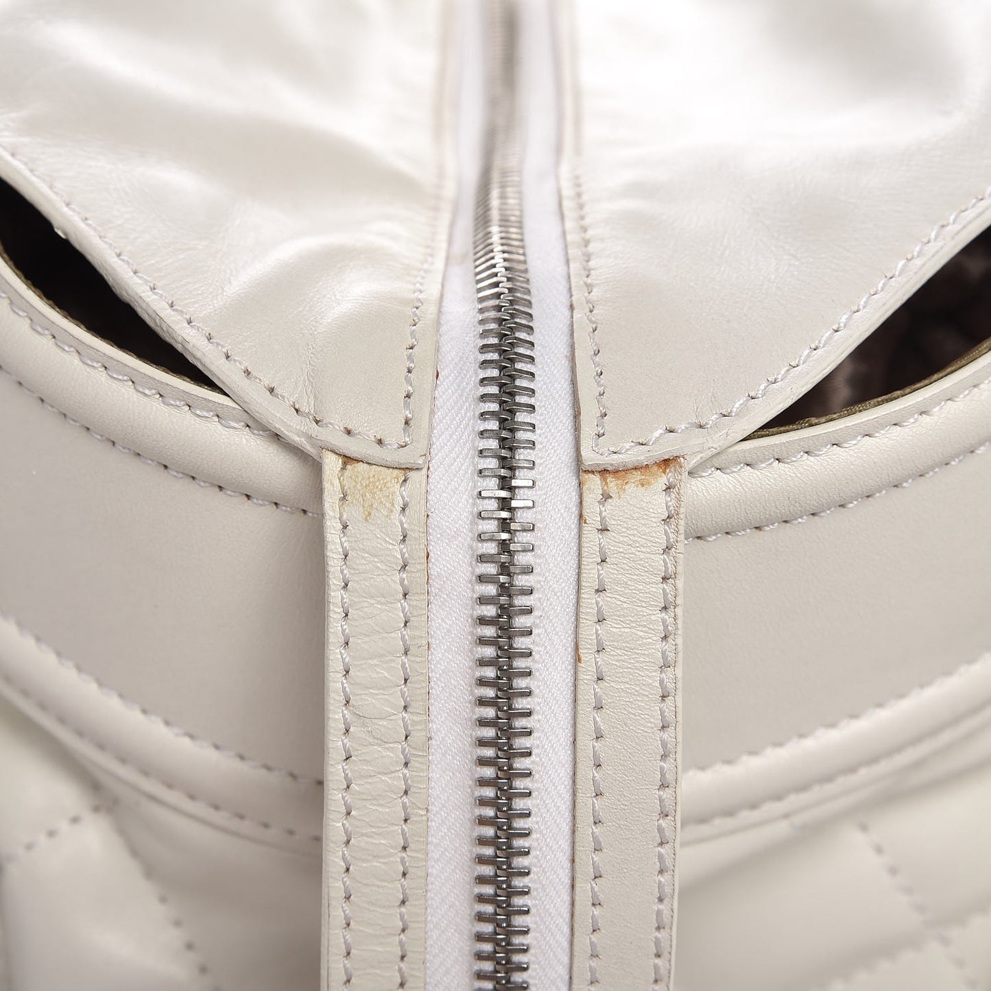 Leather Quilted Large Manor Tote White