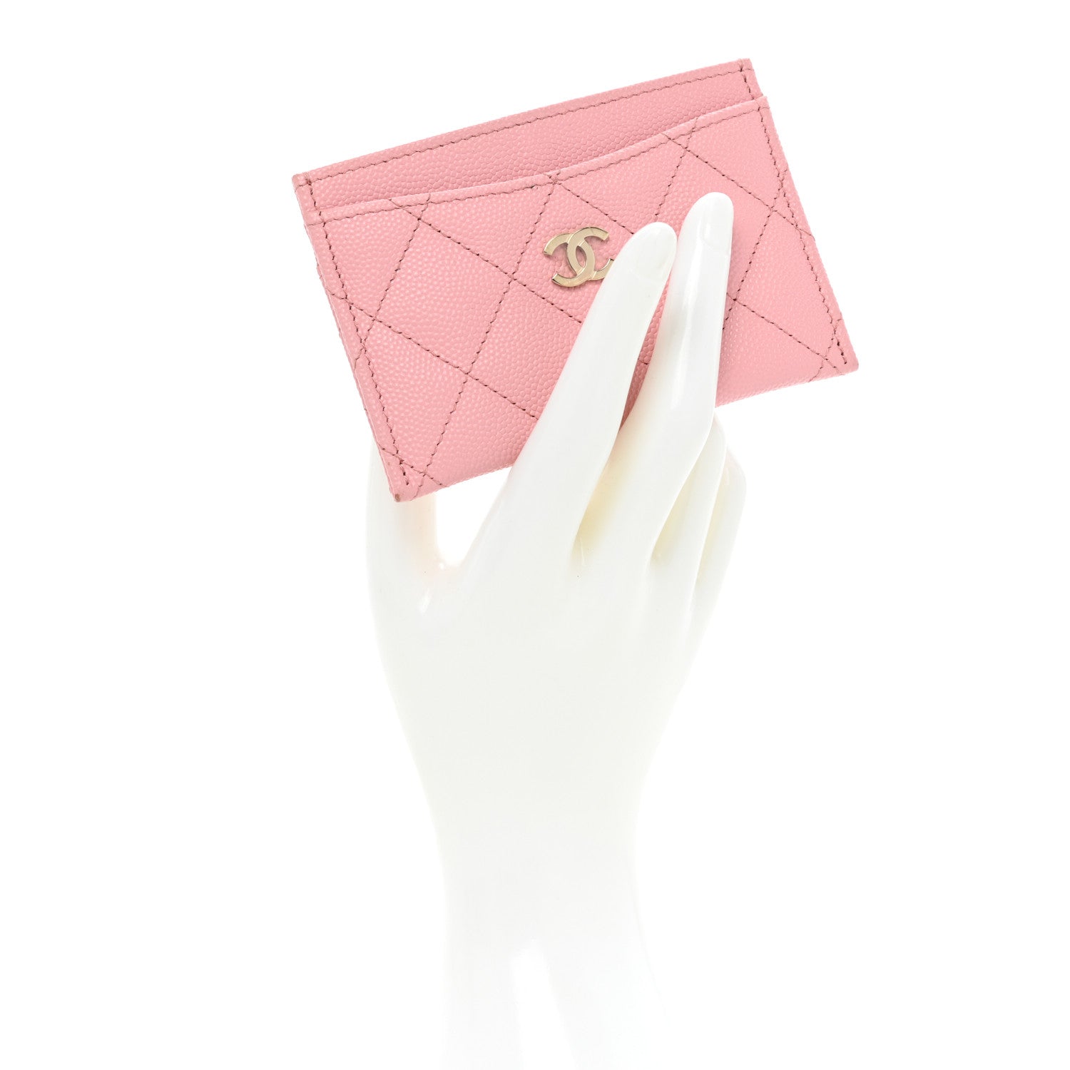 Chanel Caviar Quilted Card Holder Pink 2 of 13