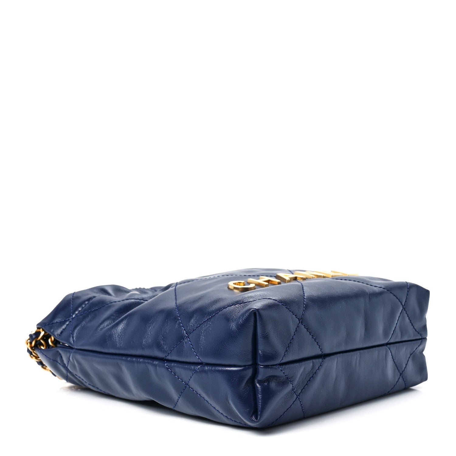 Chanel Shiny Calfskin Quilted Mini Chanel 22 Navy Blue 4 of 12