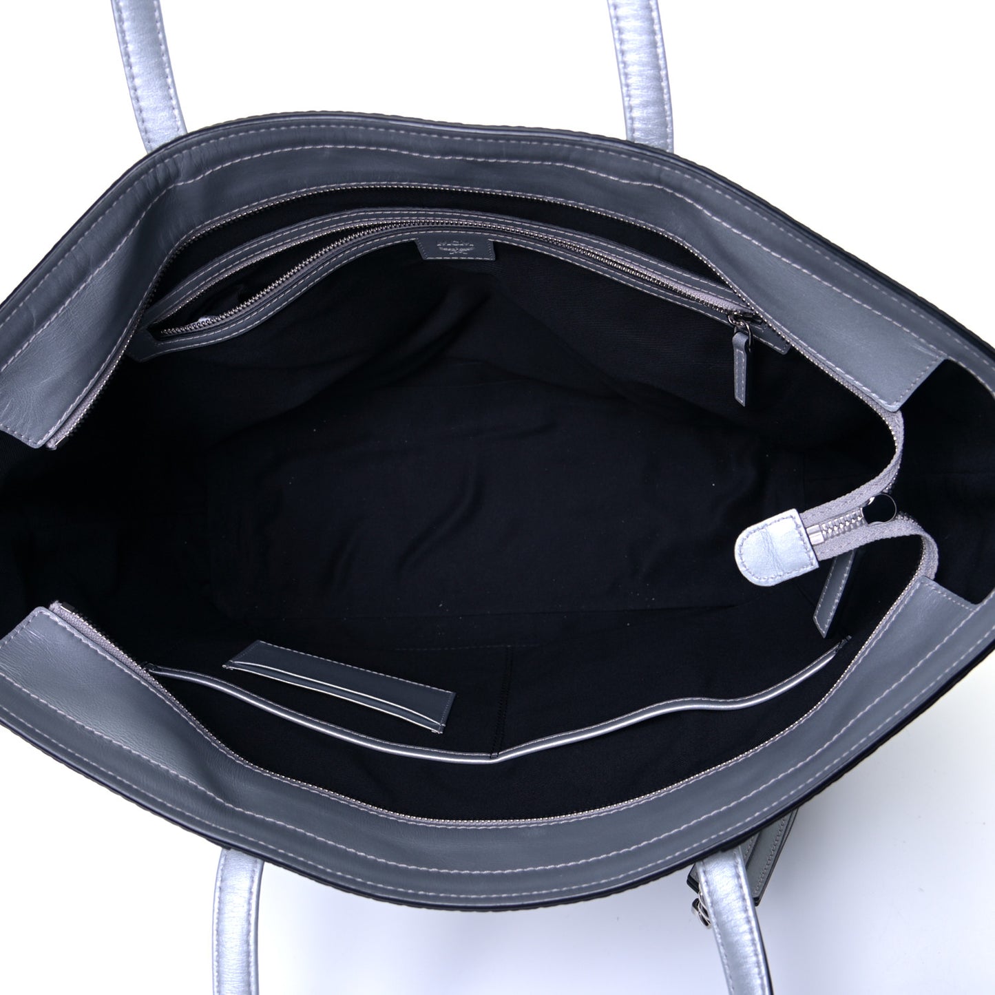 Metallic Visetos Medium Anya Shopper Tote Silver