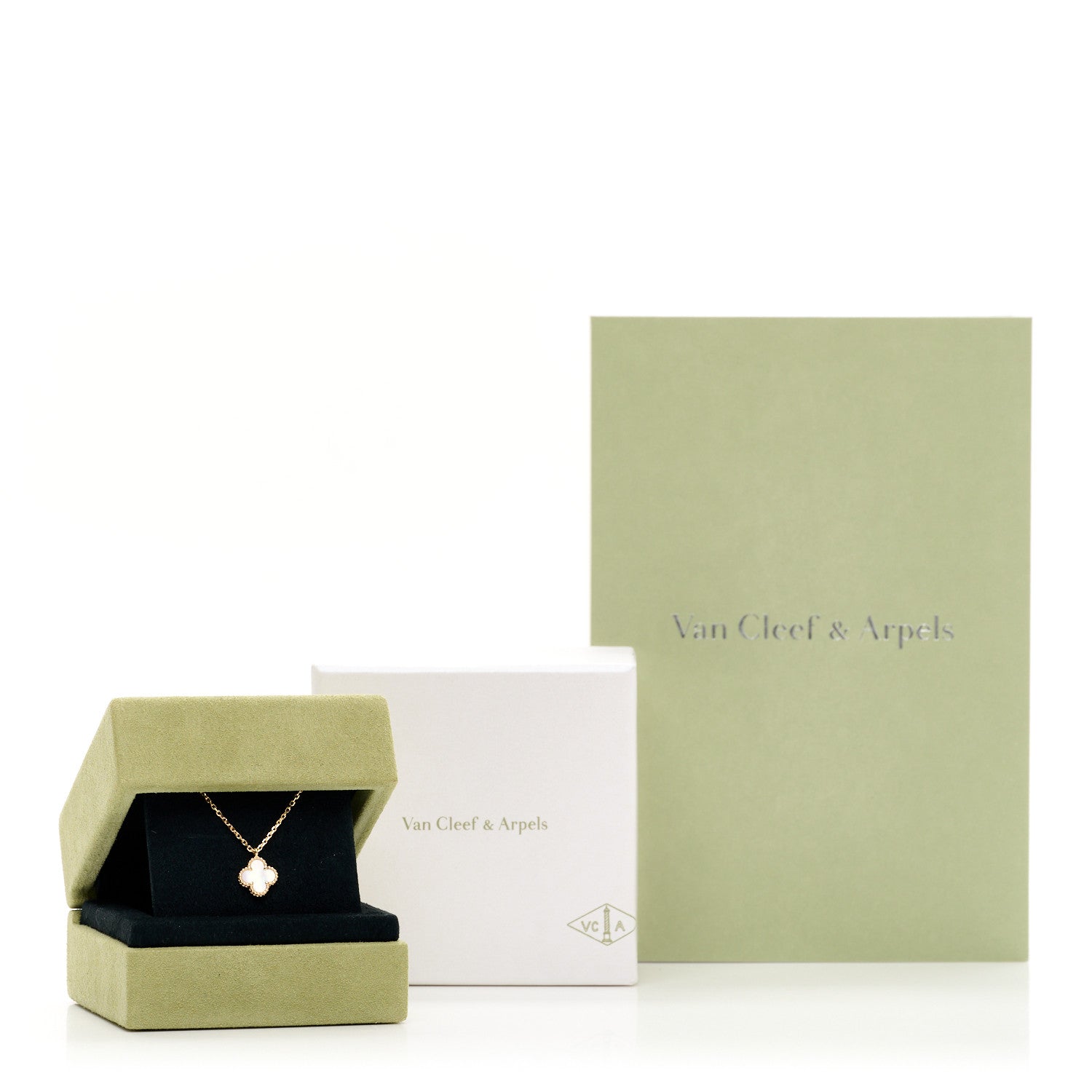 Van Cleef & Arpels 18K Yellow Gold Mother of Pearl Sweet Alhambra Pendant Necklace 5 of 5