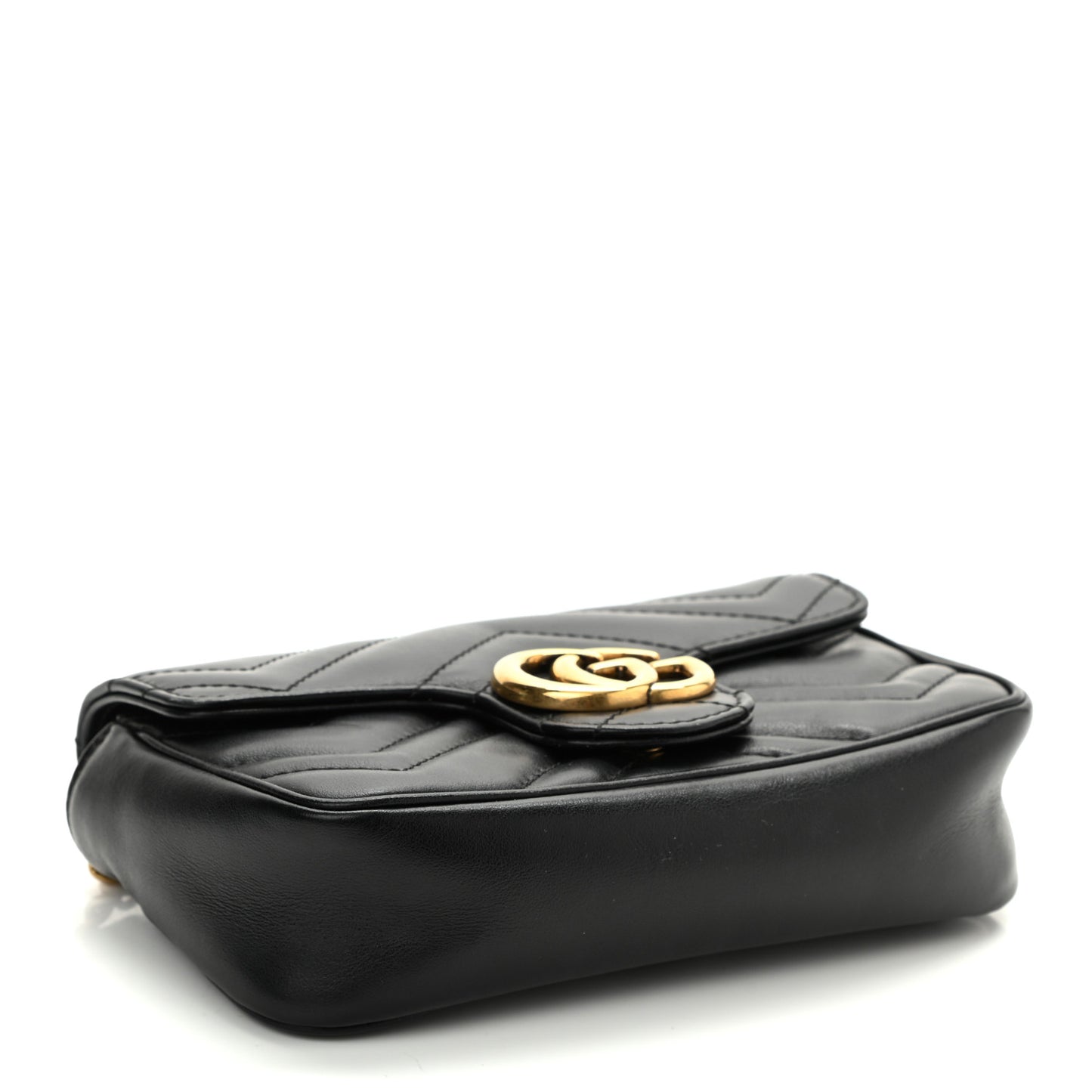Calfskin Matelasse Super Mini GG Marmont Shoulder Bag Black