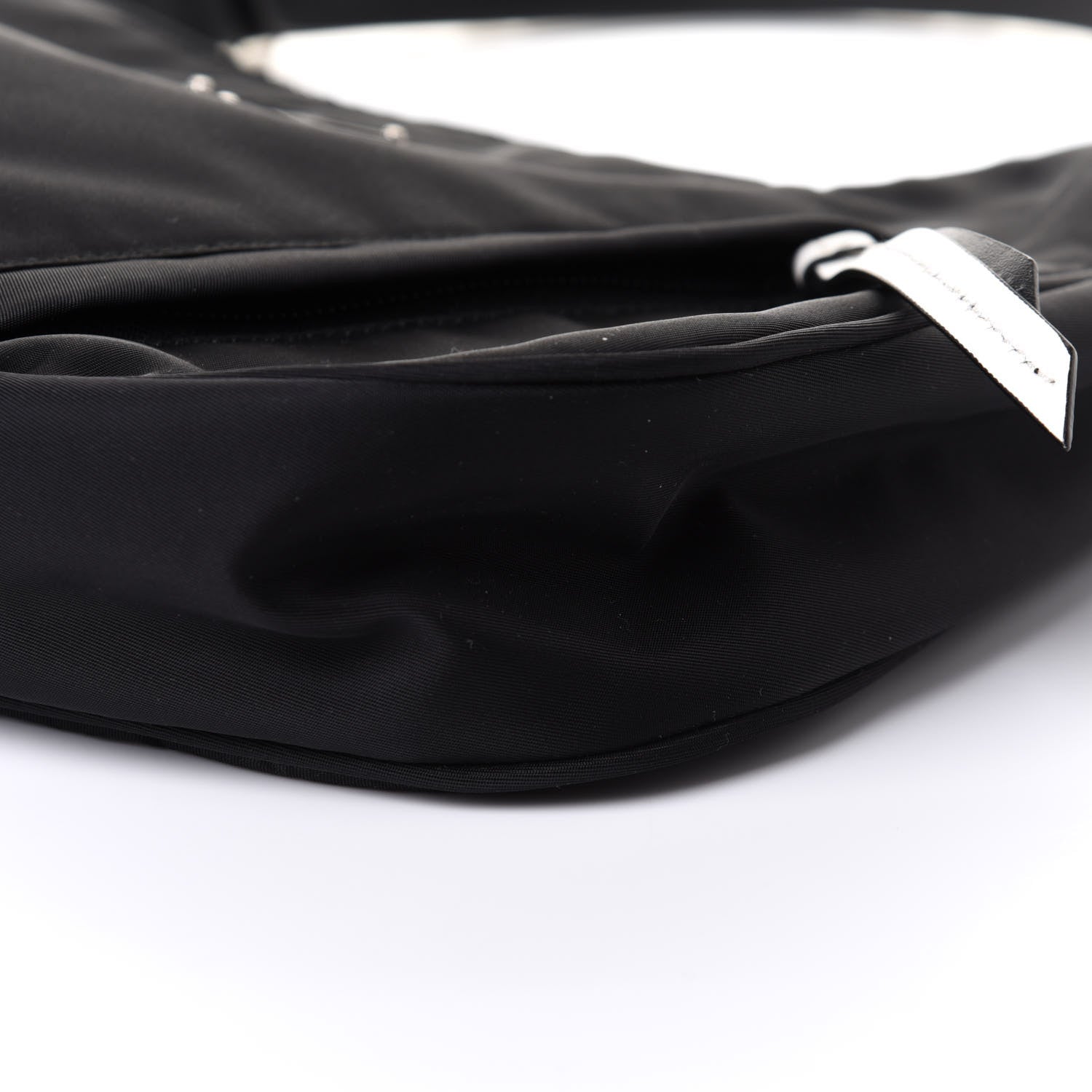 Prada Tessuto Nylon Studded New Vela Hobo Black White 11 of 11