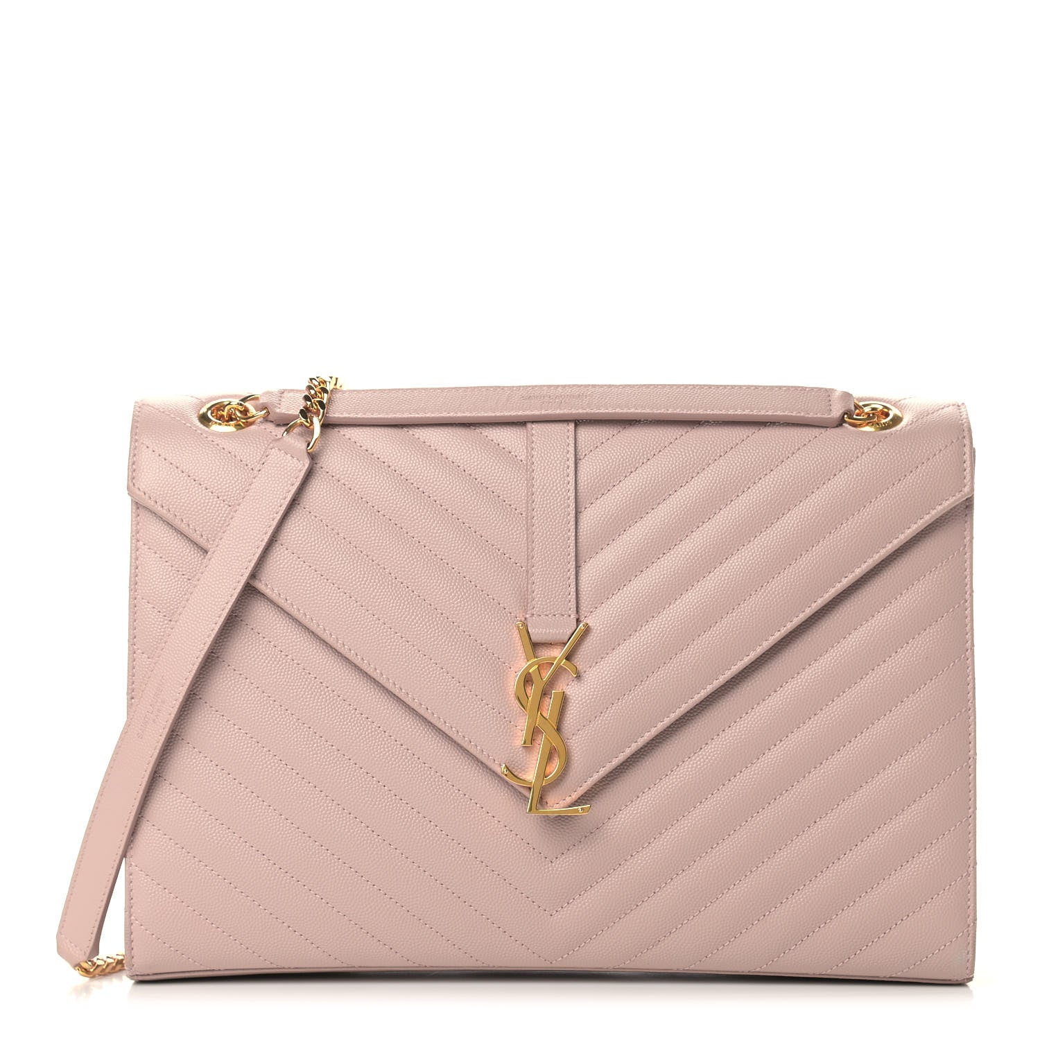 Saint Laurent Grain De Poudre Matelasse Chevron Large Monogram Satchel Rose Antic 1 of 9