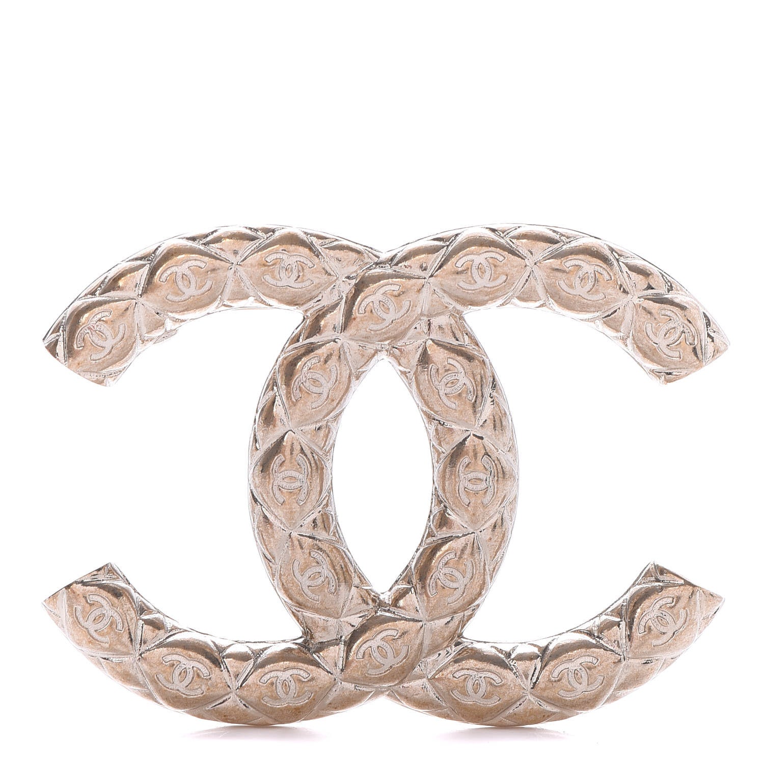 Chanel Metal CC Diamond Quilted Brooch Light Gold 1 of 4