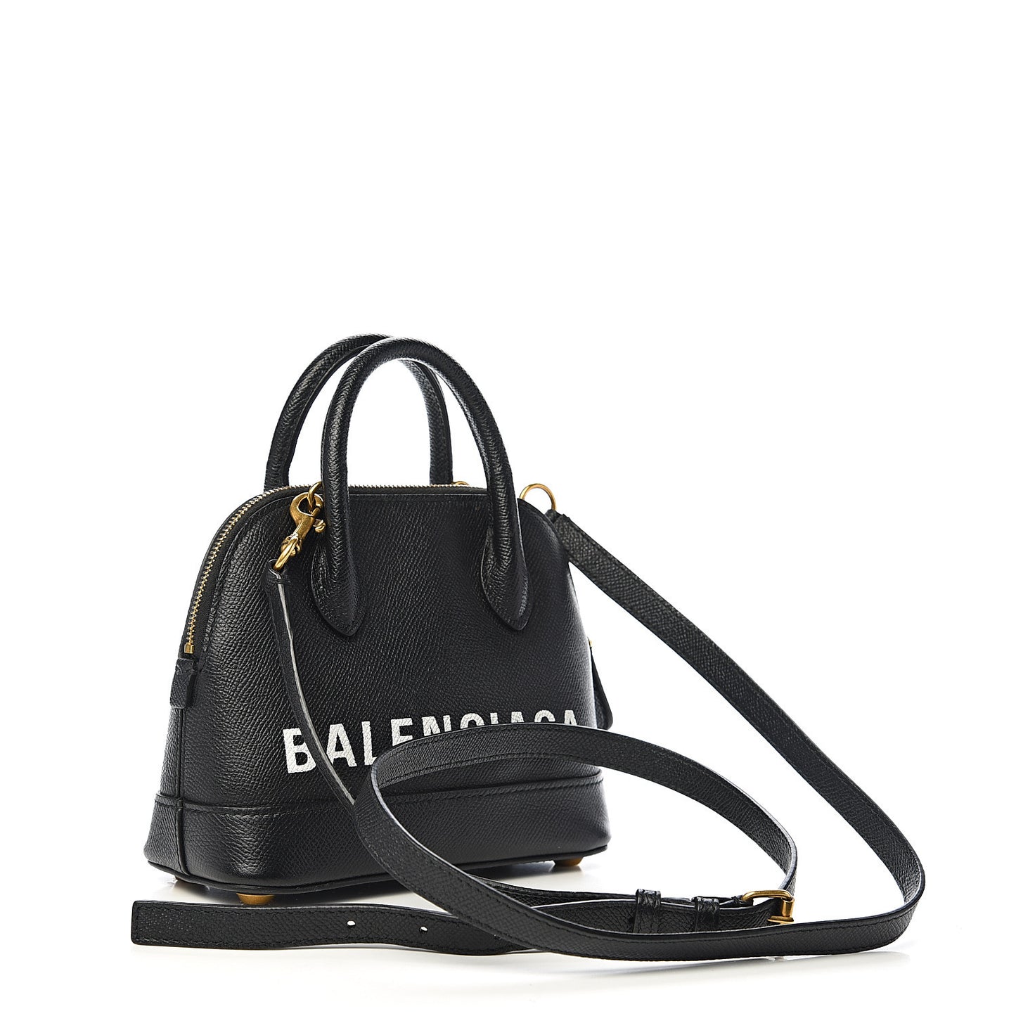 Signature Grained Calfskin XXS Ville Top Handle Bag Black White
