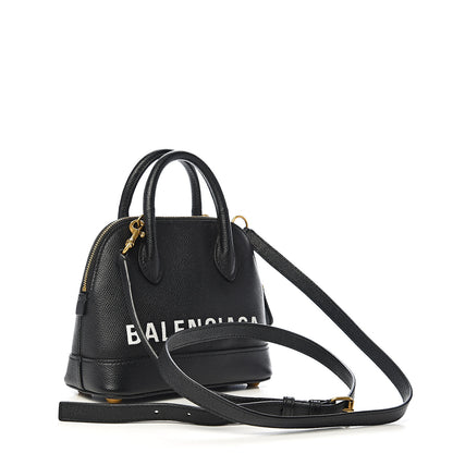 Balenciaga Signature Grained Calfskin XXS Ville Top Handle Bag Black White 2 of 10