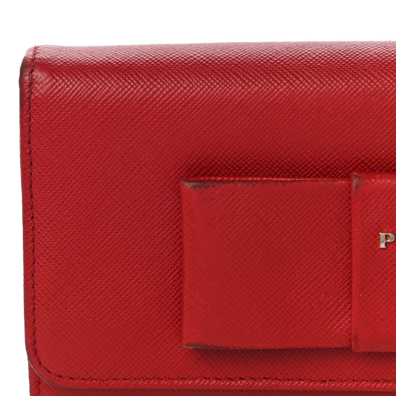Prada Saffiano Fiocco Bow Continental Wallet Fuoco 11 of 13