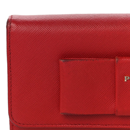 Prada Saffiano Fiocco Bow Continental Wallet Fuoco 11 of 13