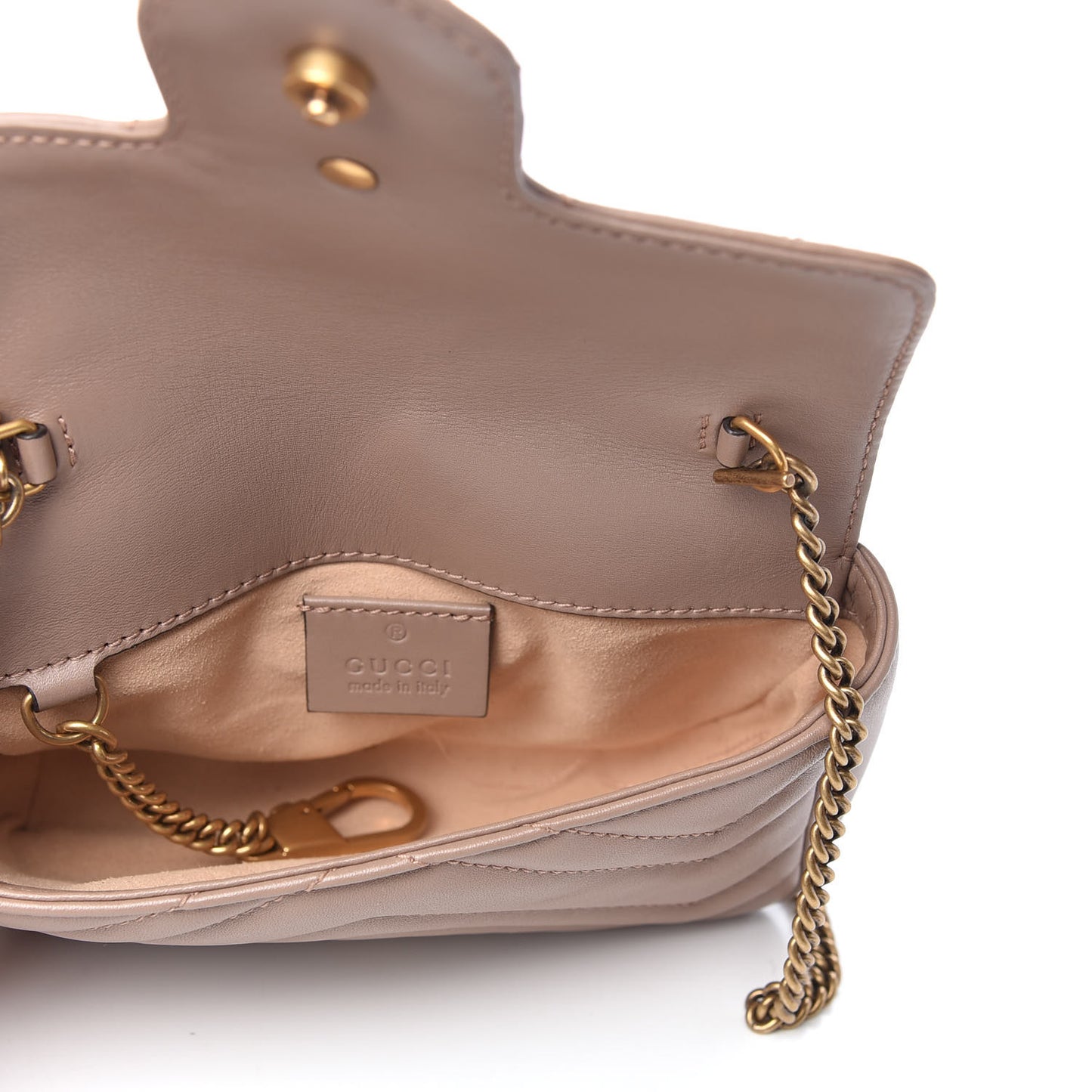 Calfskin Matelasse Super Mini GG Marmont Shoulder Bag Porcelain Rose