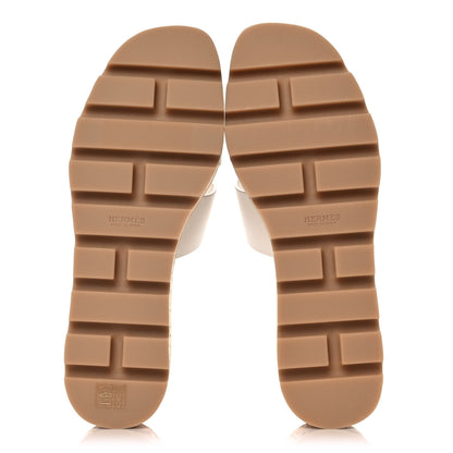 Hermes Calfskin Cork Eze 30 Sandals 38 White 5 of 10