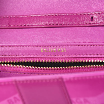 Balenciaga Jacquard Nylon Calfskin Shift Wallet On Strap Pink 6 of 12