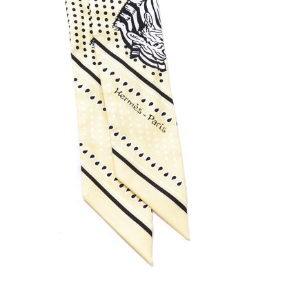 Hermes Silk Les Zebres Twilly Jaune Soufre Black 2 of 4