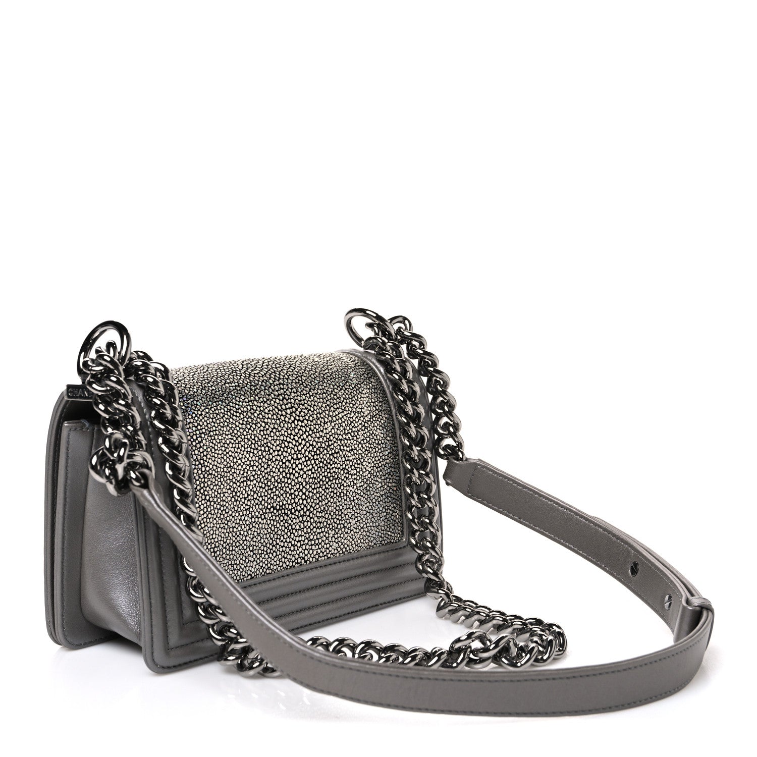 Chanel Galuchat Stingray Small Boy Flap Silver 2 of 10