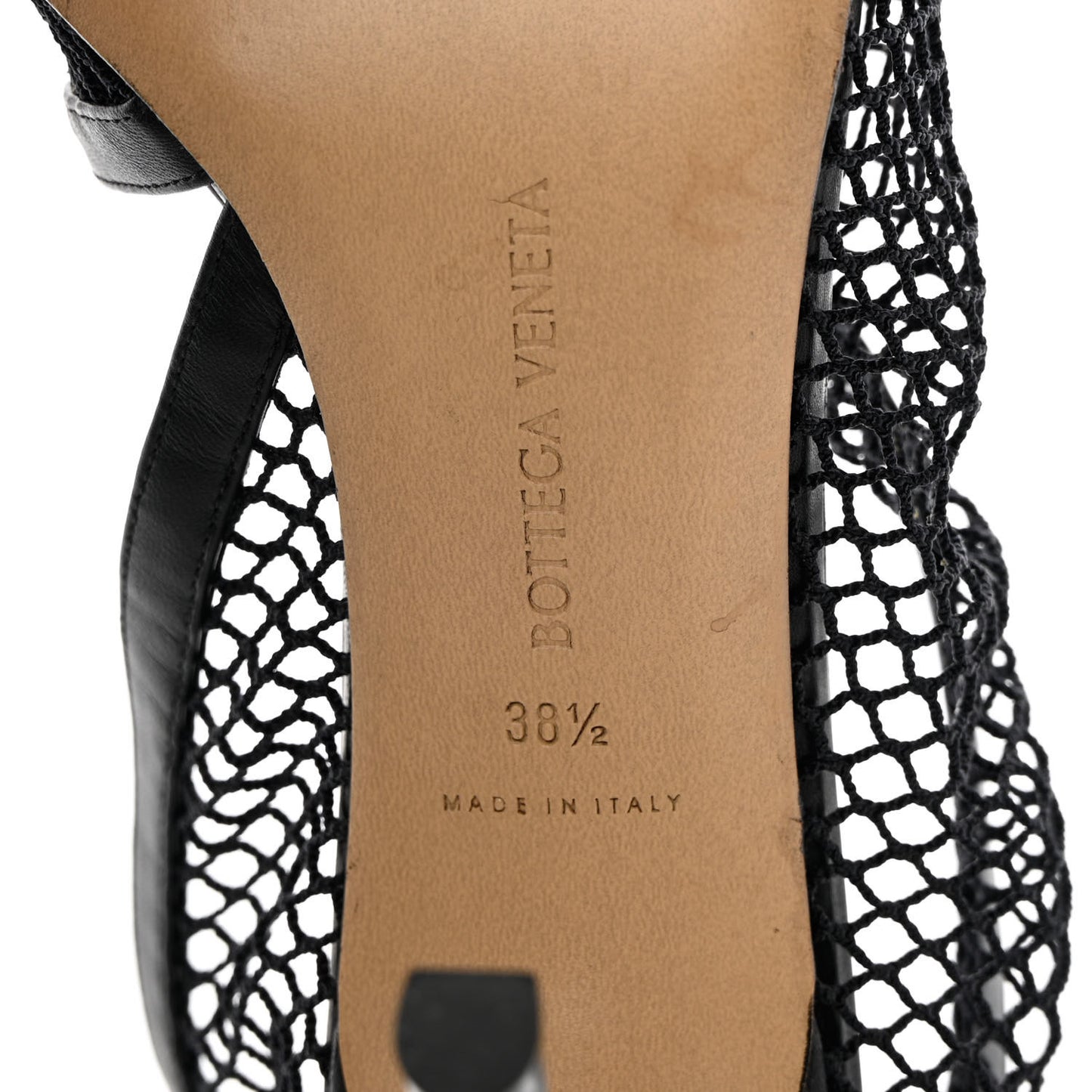 Mesh Calfskin Chain Stretch Pumps 38.5 Black