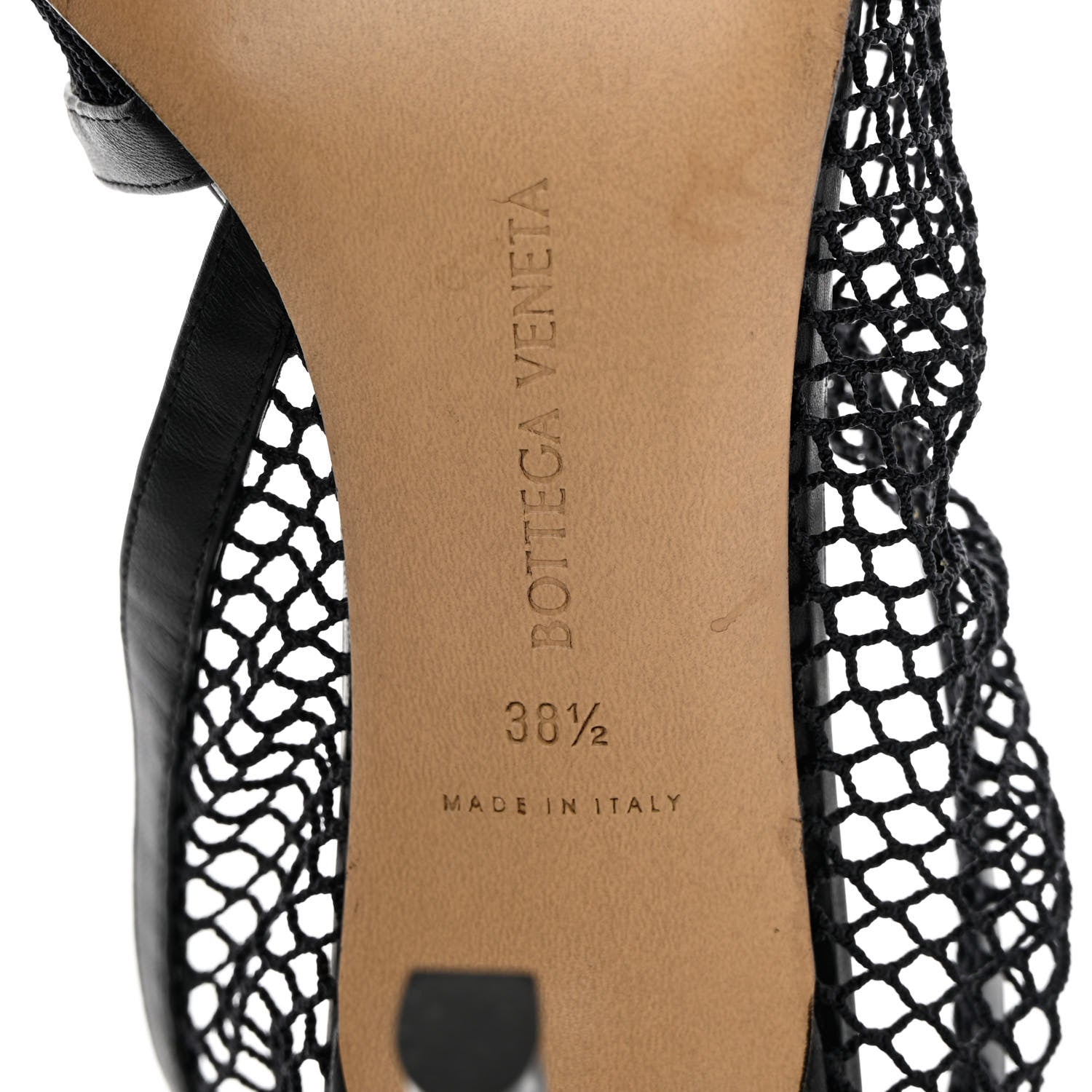 Bottega Veneta Mesh Calfskin Chain Stretch Pumps 38.5 Black 12 of 16
