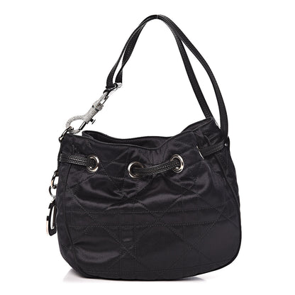 Christian Dior Satin Crystal Cannage Drawstring Bag Black 1 of 14