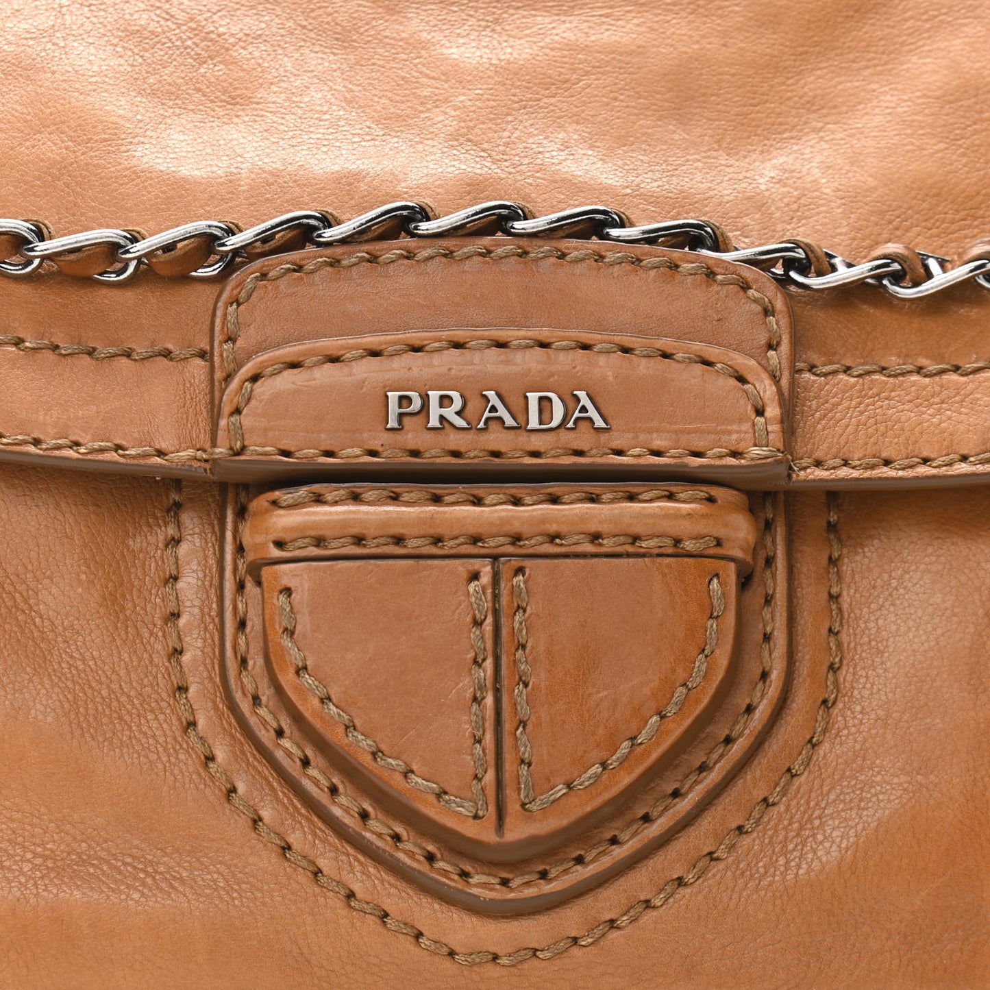 Vitello Phenix Flap Chain Bag Brown
