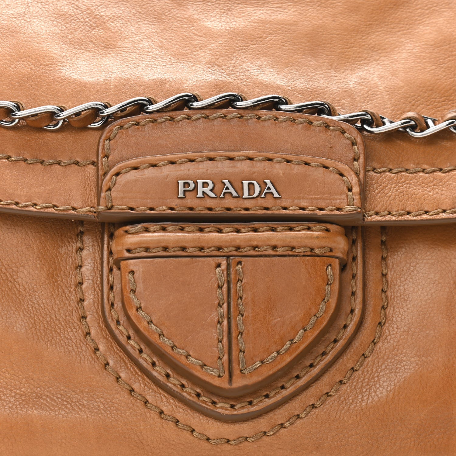 Prada Vitello Phenix Flap Chain Bag Brown 8 of 17