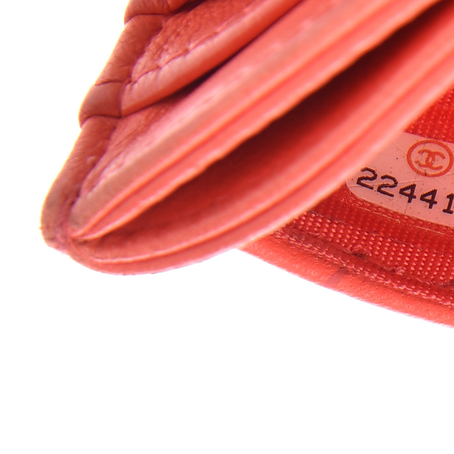 Chanel Goatskin Camellia Embossed Card Holder Coral 7 of 8