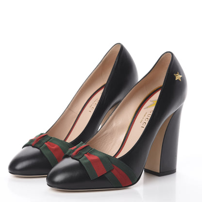 Gucci Calfkin Web Bow Pumps 40 Black 3 of 7