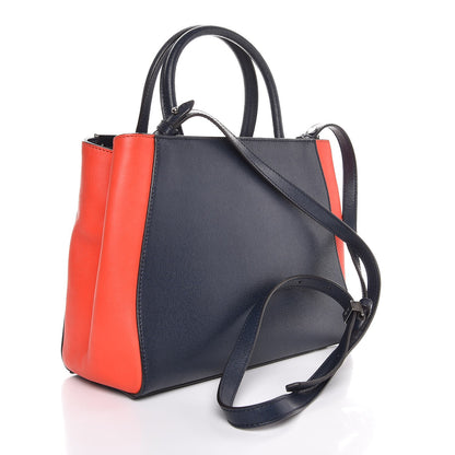 Fendi Vitello Elite Bi-Color Petite 2Jours Tote Blue Notte Papavero 4 of 8