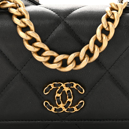 Chanel Goatskin Quilted Chanel 19 Wallet On Chain WOC Black 9 of 12