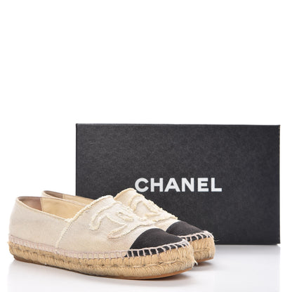 Chanel Toile CC Espadrilles 38 Beige Black 16 of 16