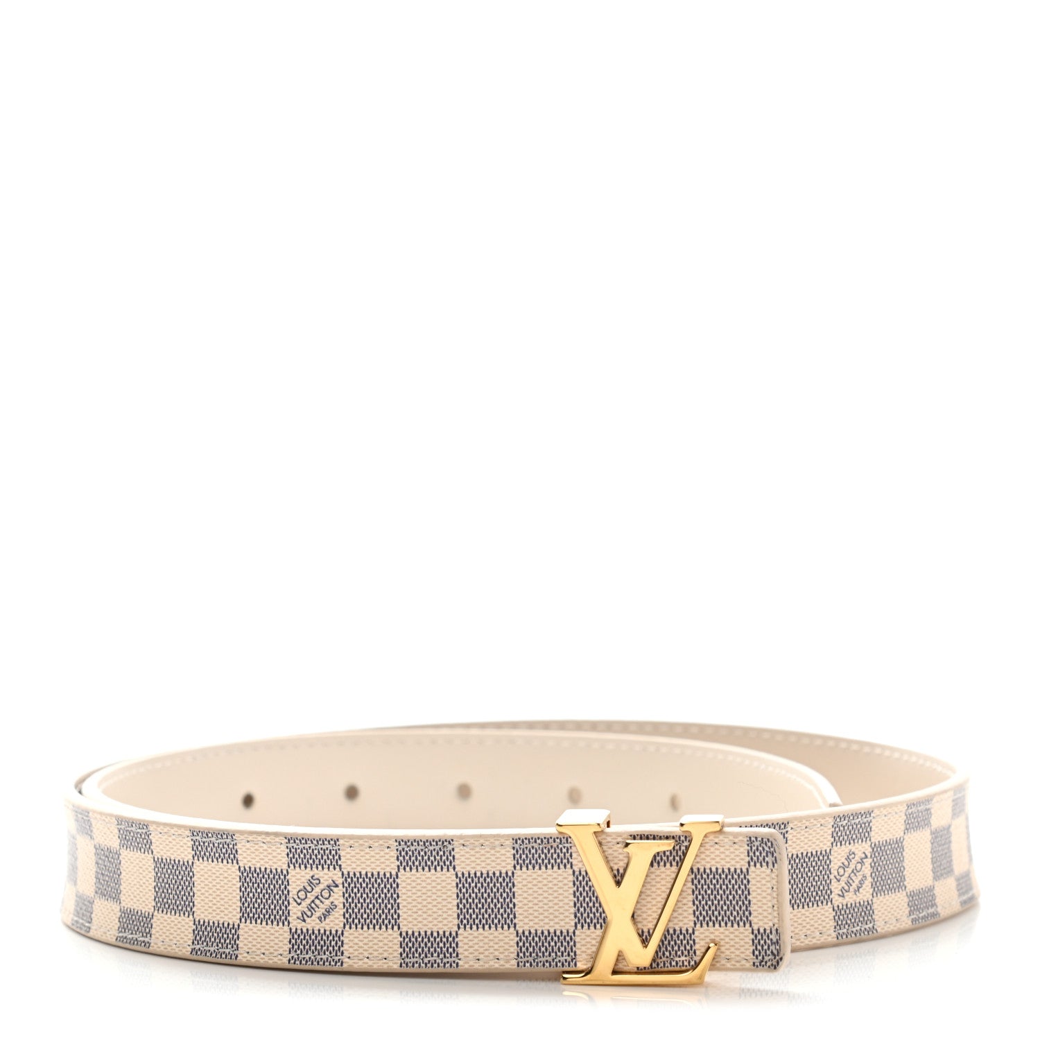 Louis Vuitton Mini Damier Azur 25mm LV Initiales Belt 80 32 1 of 6