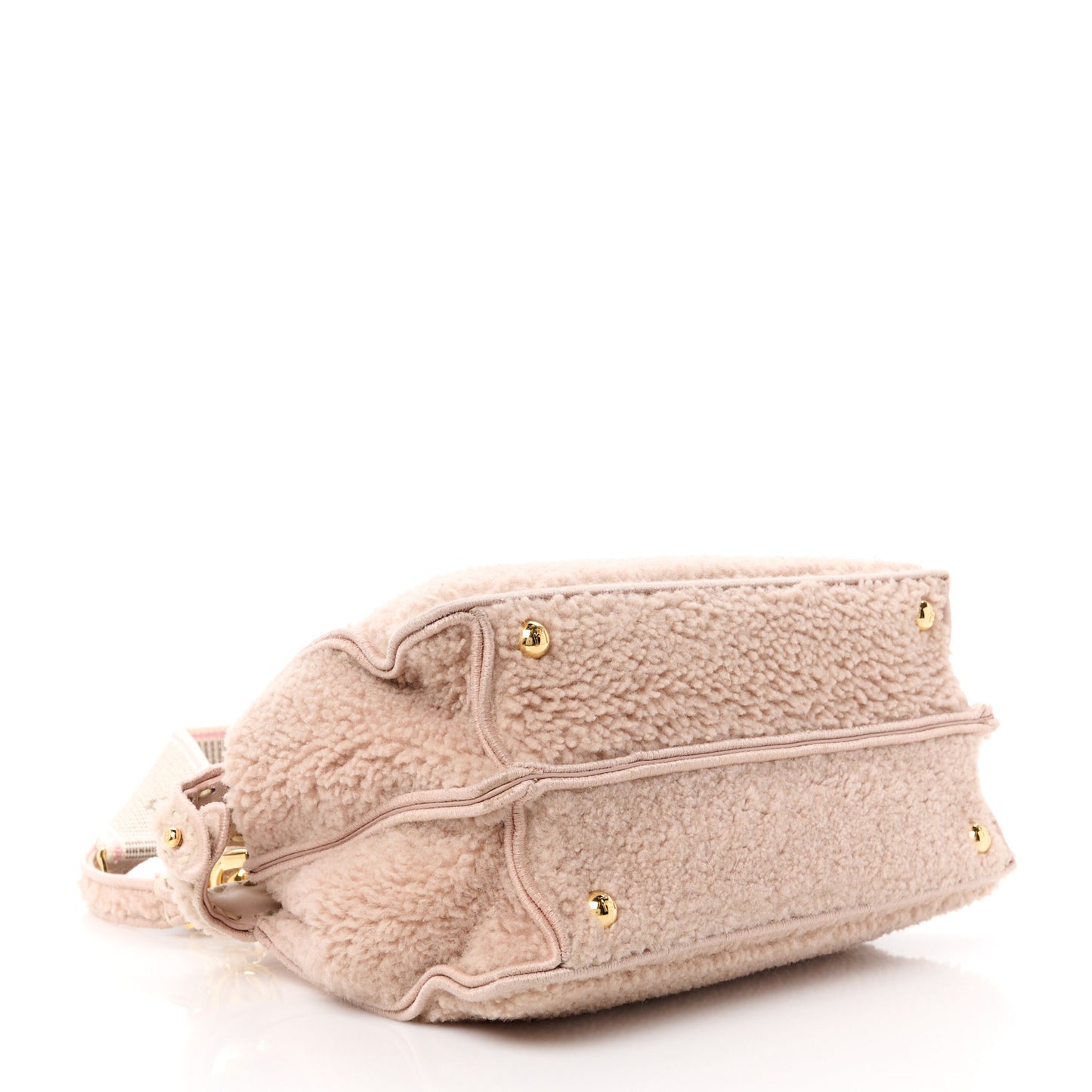 Curly Shearling Shiny Nappa Small Peekaboo I SEE U Satchel Rosa Plaster