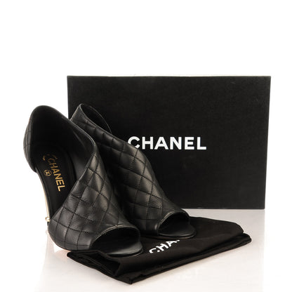 Chanel Calfskin Quilted Peep Toe Pumps 39 Black 9 of 9