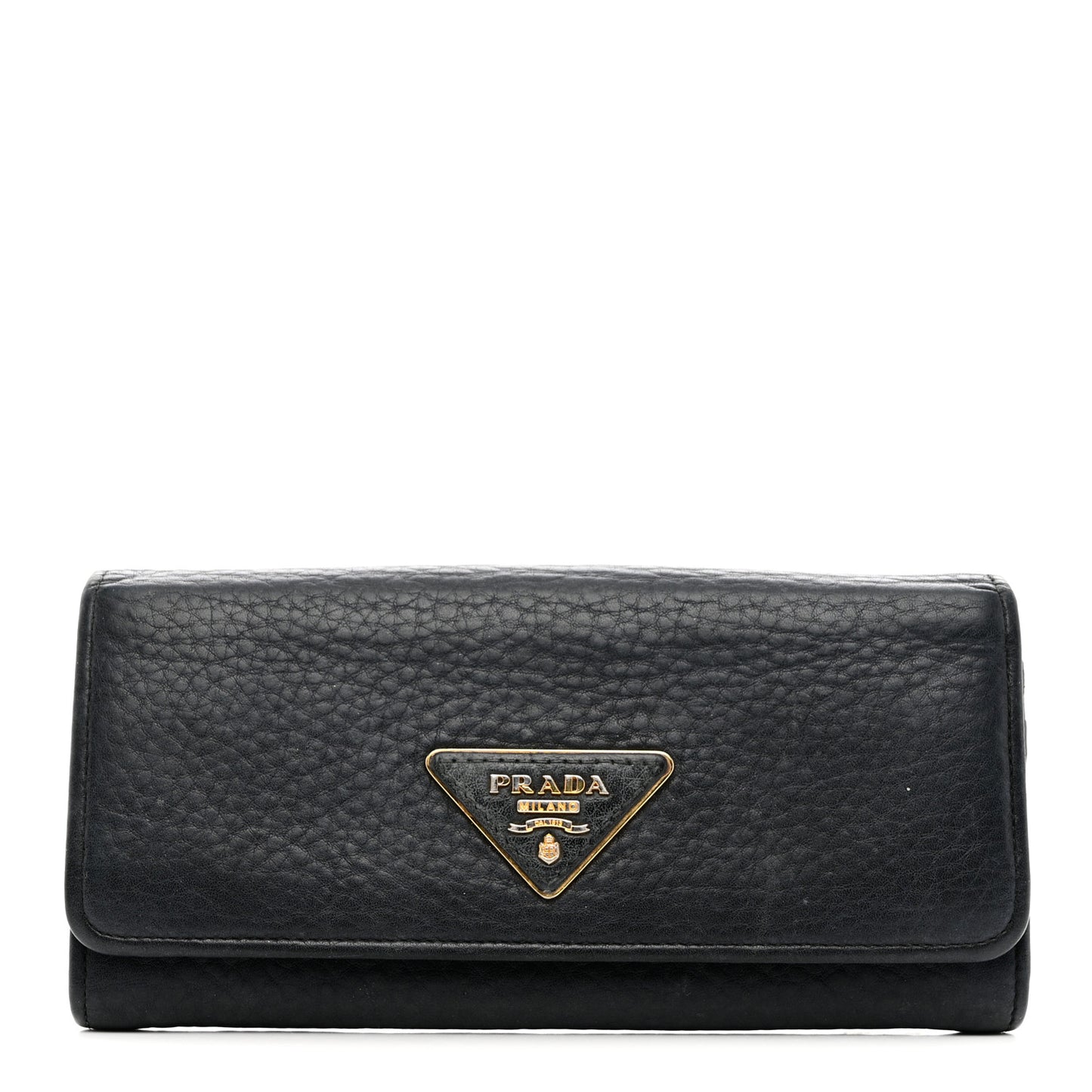 Vitello Daino Continental Flap Wallet Black