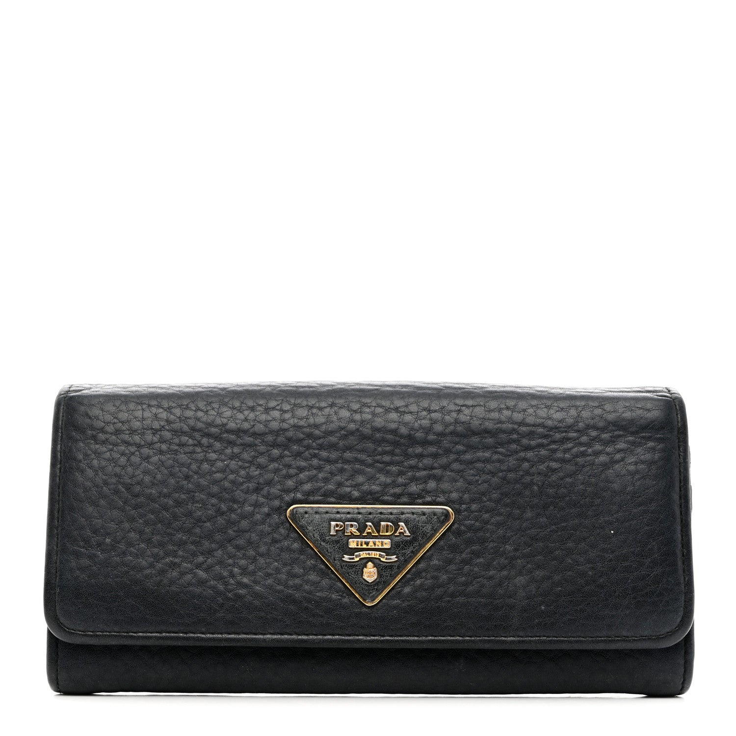 Prada Vitello Daino Continental Flap Wallet Black 1 of 8