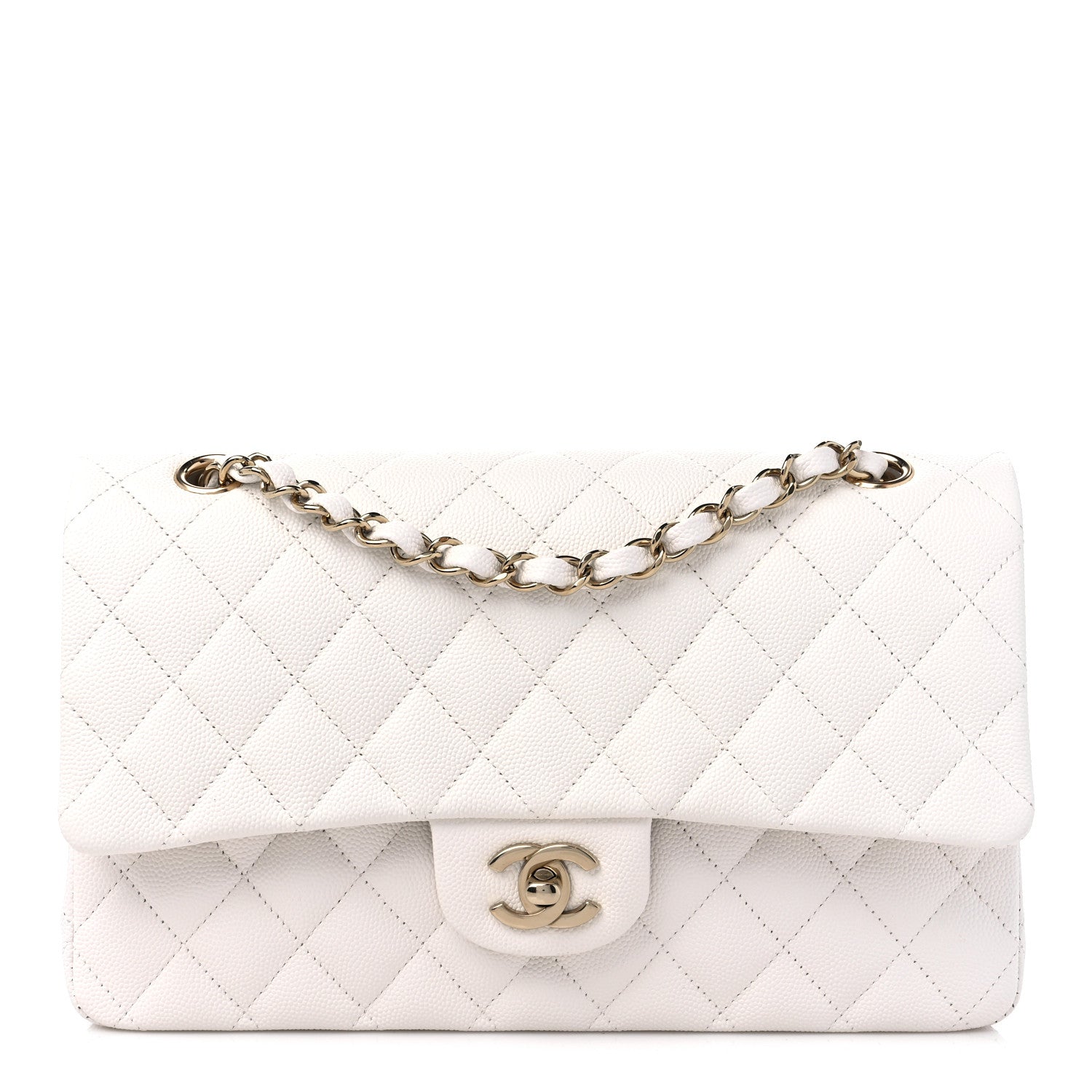 Chanel Caviar Quilted Medium Double Flap White 1 of 9