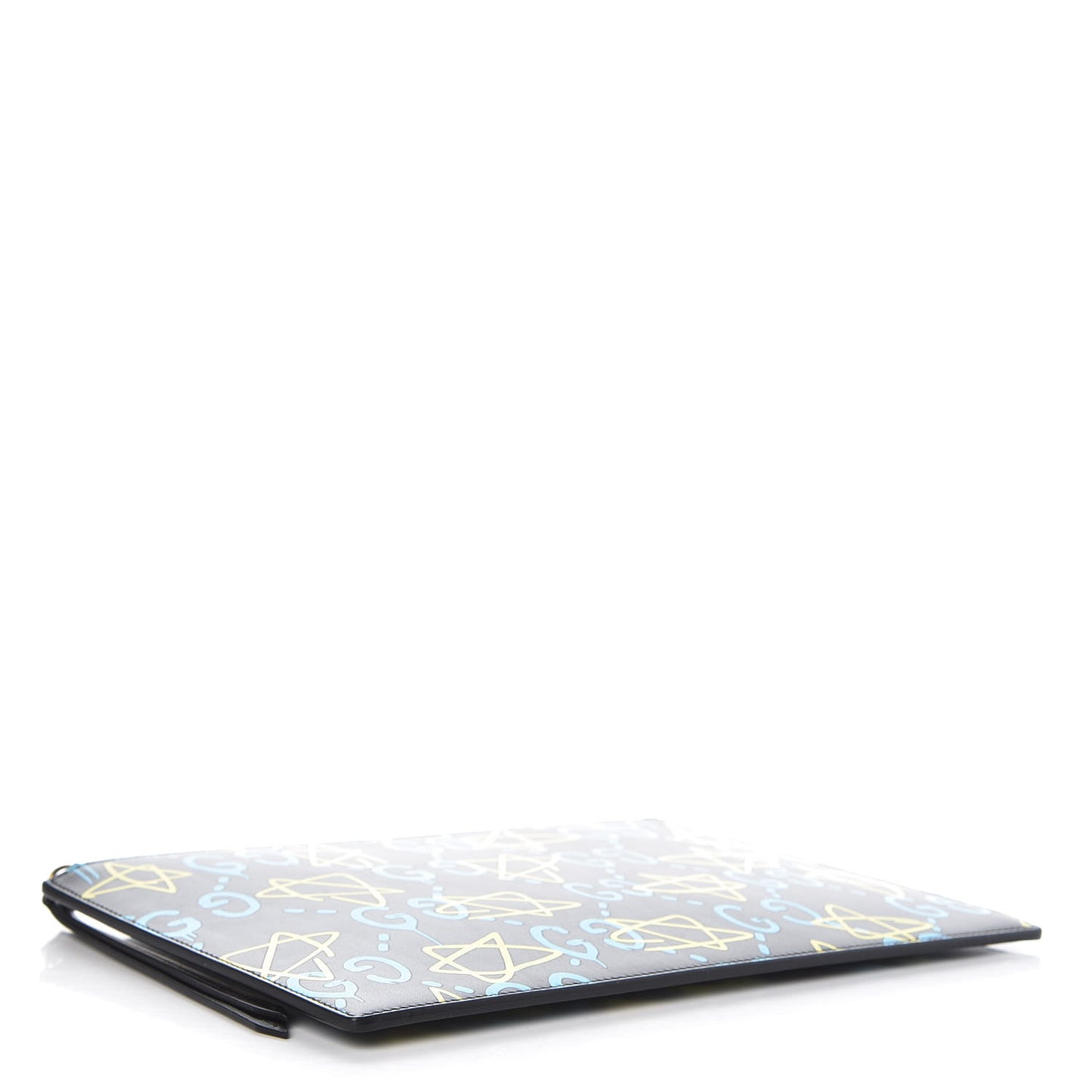 Calfskin GucciGhost Print Pouch Black New Acquamarine