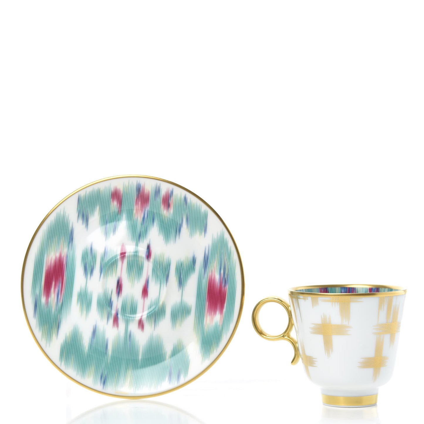 Porcelain Voyage en Ikat Coffee Cup and Saucer Set of 2