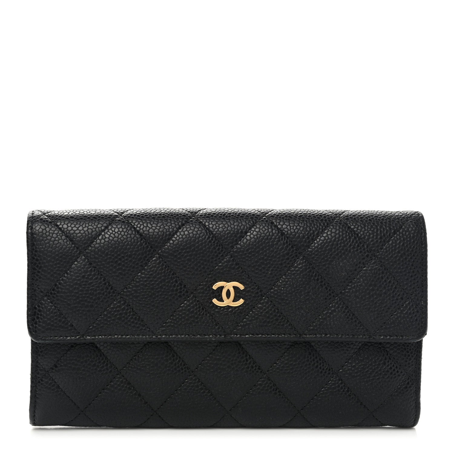 Chanel Caviar Quilted Large Gusset Flap Wallet Black 1 of 9