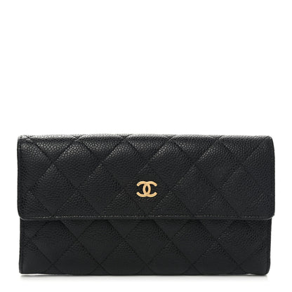 Chanel Caviar Quilted Large Gusset Flap Wallet Black 1 of 9