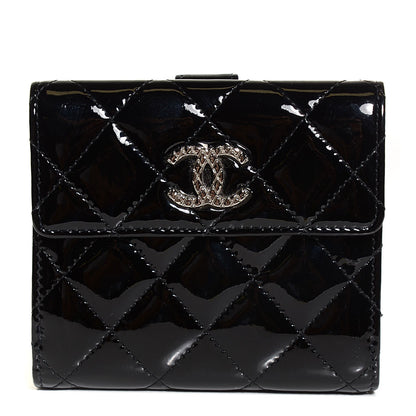 Chanel Patent Quilted Brilliant French Flap Wallet Black 1 of 9