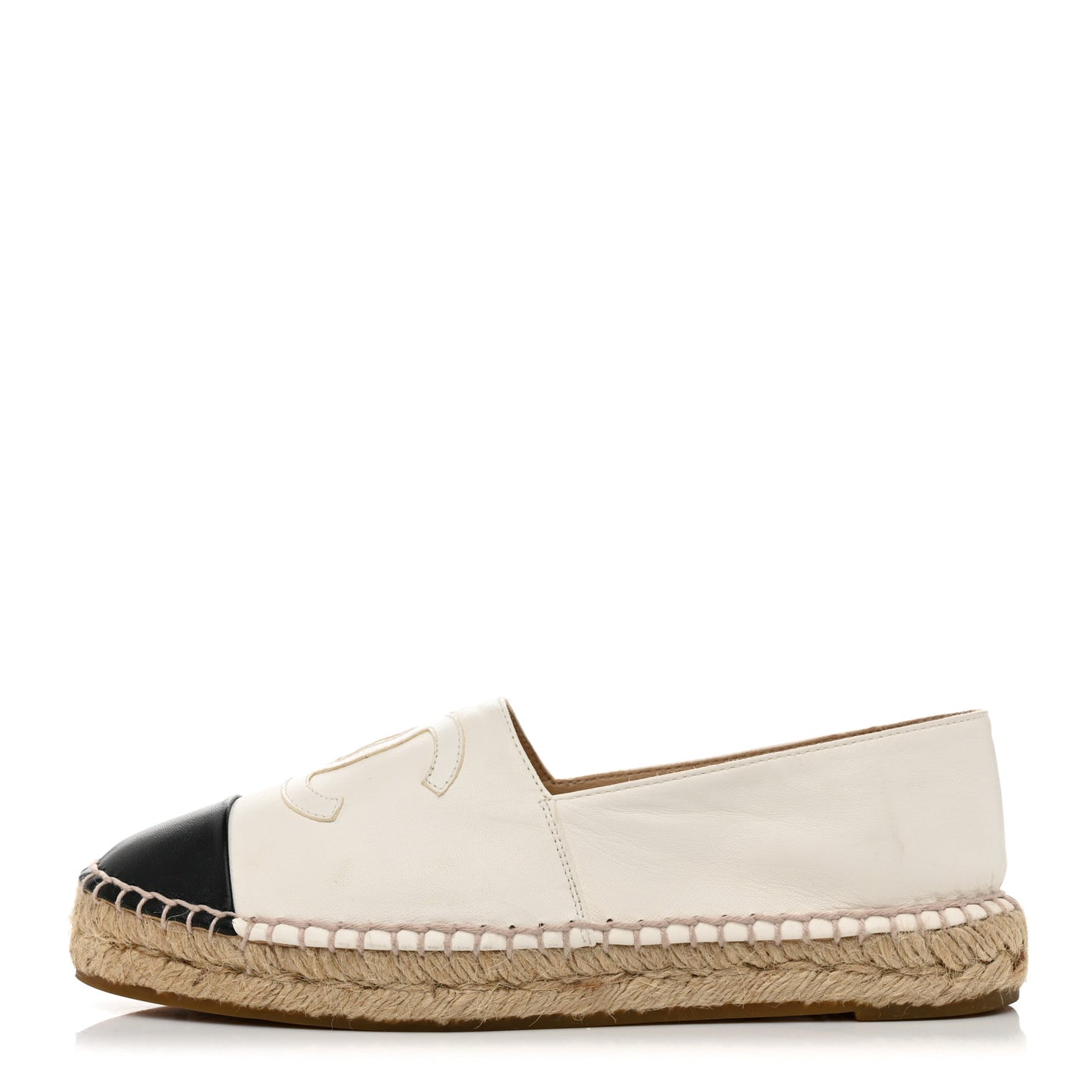 Lambskin CC Espadrilles 36 White Black