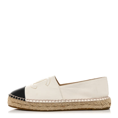 Chanel Lambskin CC Espadrilles 36 White Black 1 of 11