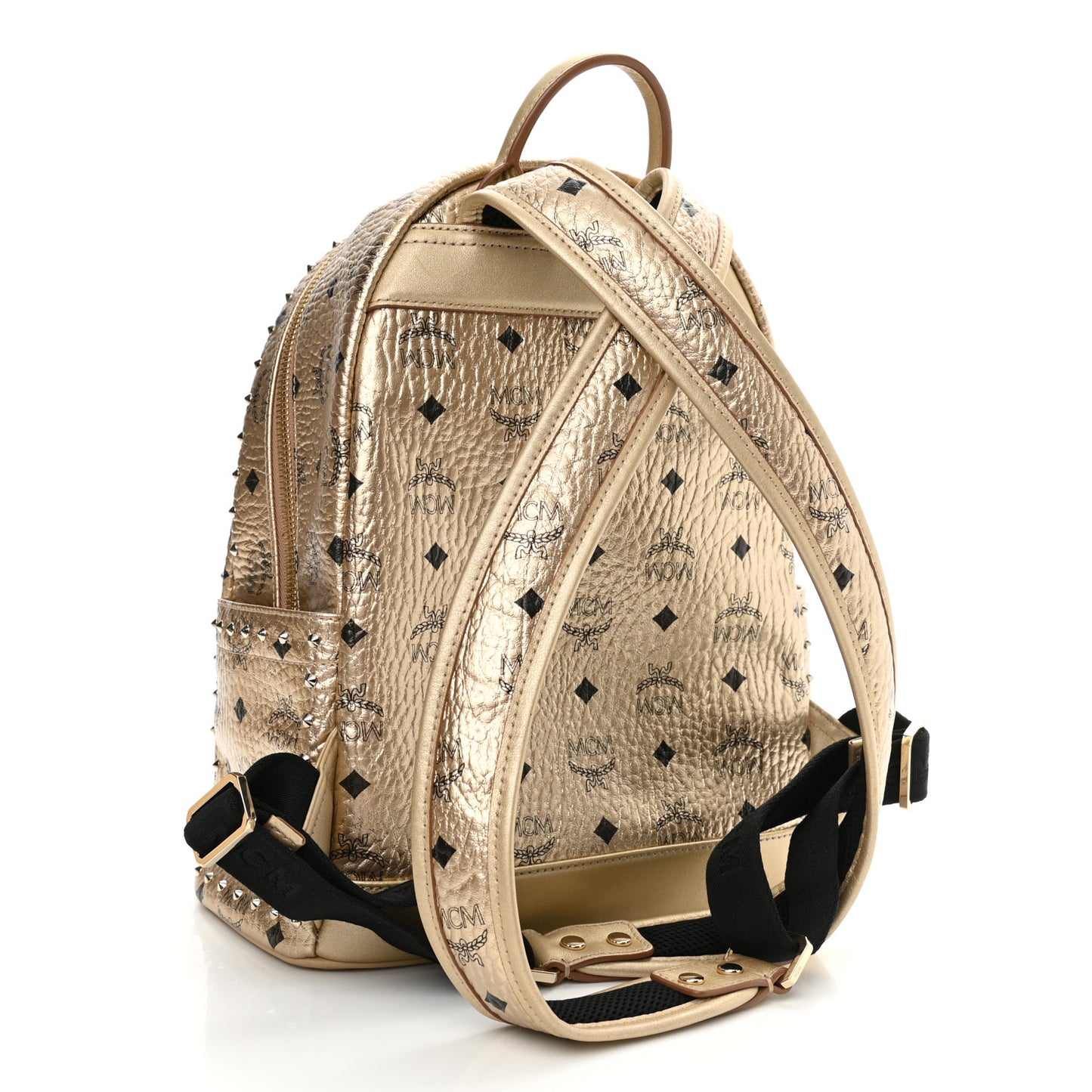 Metallic Visetos Outline Stud Small Stark Backpack Gold