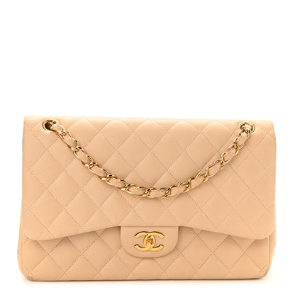 Chanel Lambskin Quilted Jumbo Double Flap Beige 1 of 19