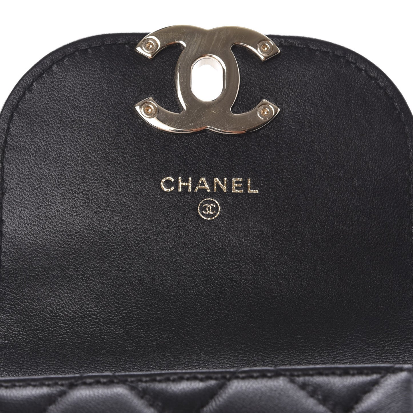 Lambskin Quilted Phone Chain Clutch Waist Bag Black