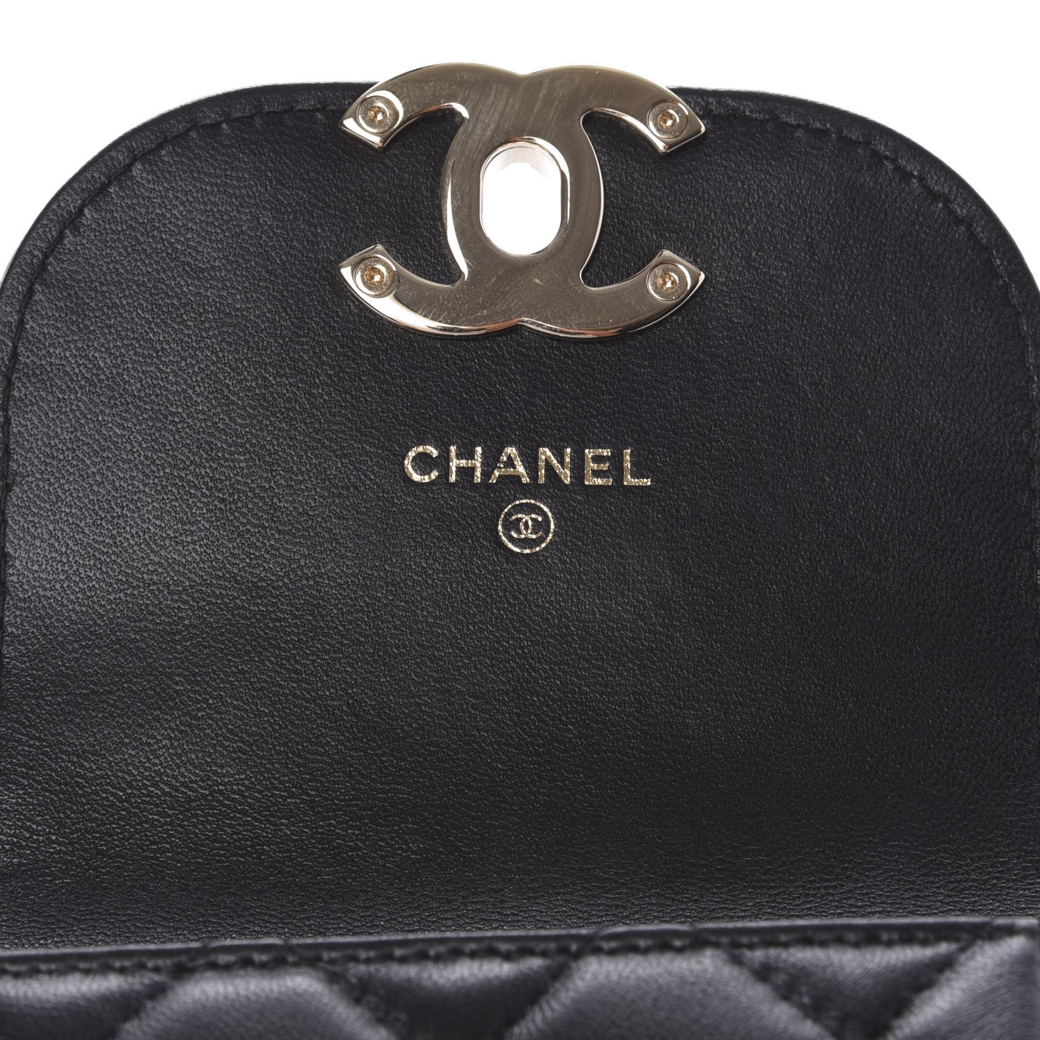 Chanel Lambskin Quilted Phone Chain Clutch Waist Bag Black 7 of 12