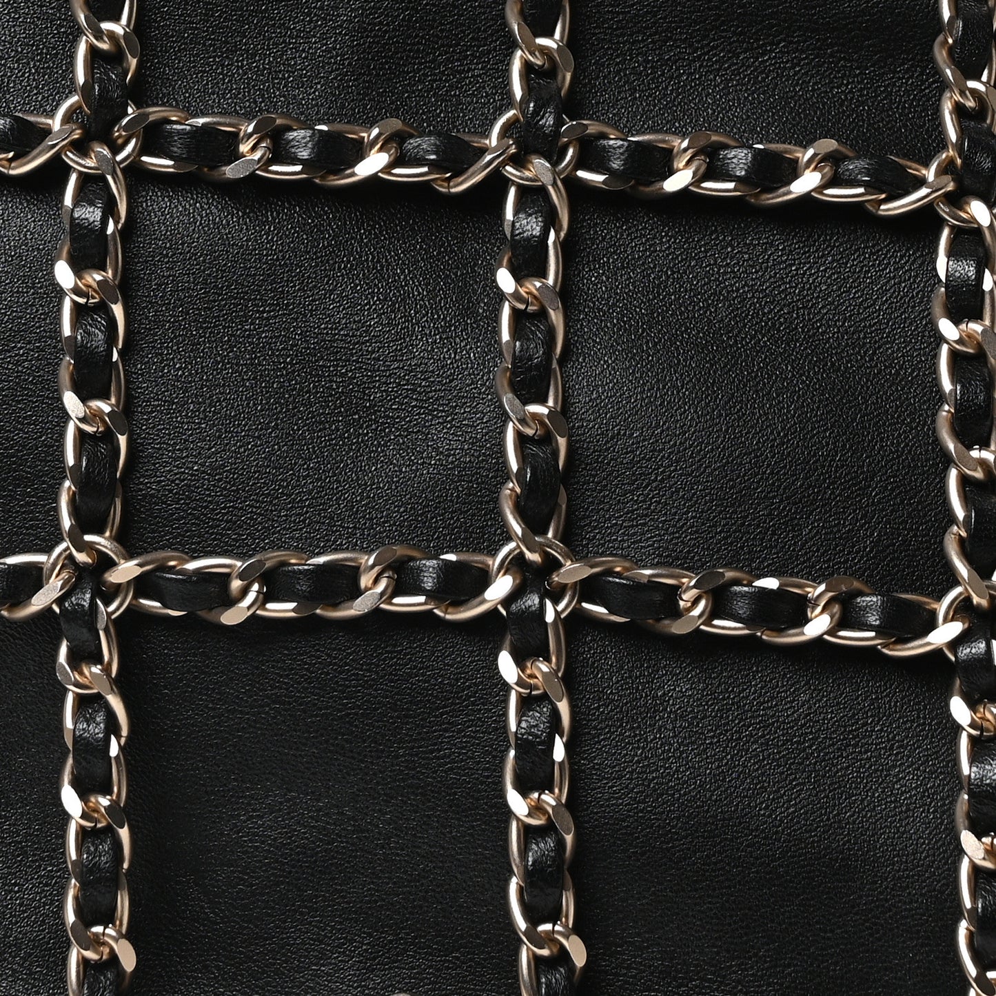 Lambskin Large Shopping Chain Tote Black