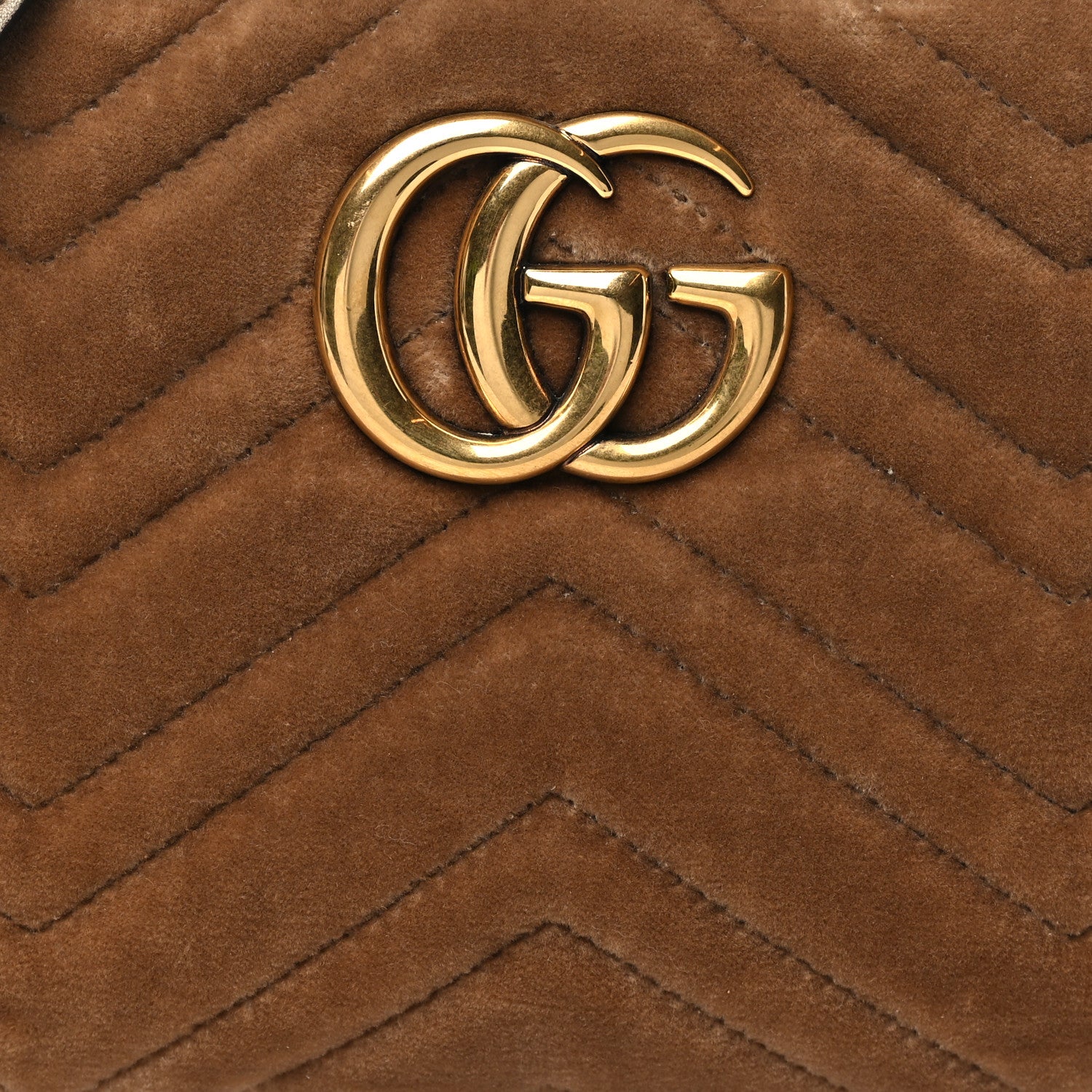 Gucci Velvet Matelasse Small GG Marmont Chain Shoulder Bag Taupe 8 of 10