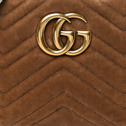 Gucci Velvet Matelasse Small GG Marmont Chain Shoulder Bag Taupe 8 of 10