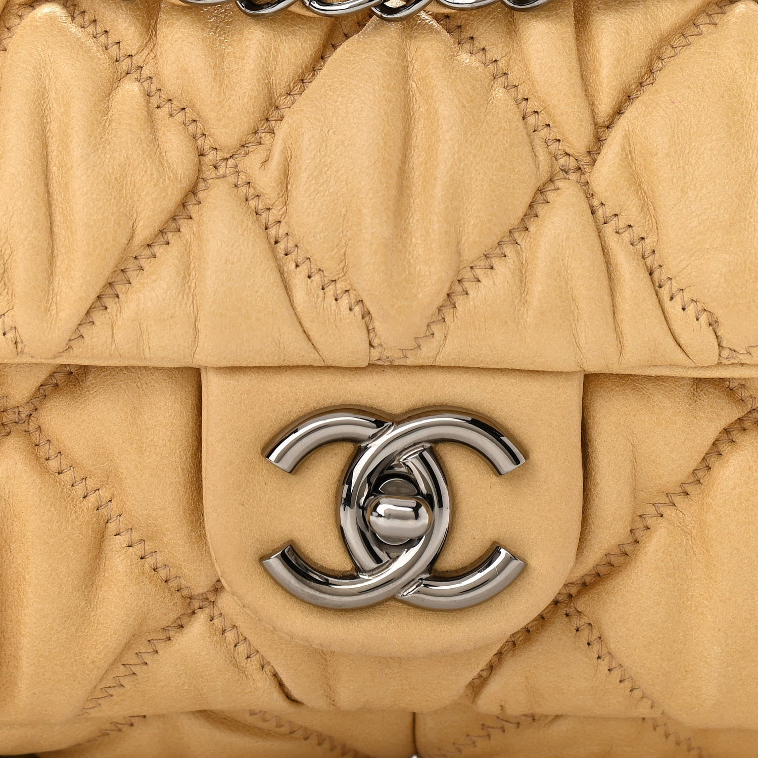 Chanel Calfskin Quilted Medium Bubble Quilt Flap Bag Beige 8 of 11