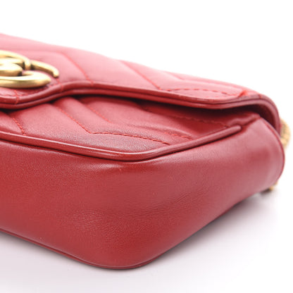Gucci Calfskin Matelasse Super Mini GG Marmont Shoulder Bag Hibiscus Red 9 of 16